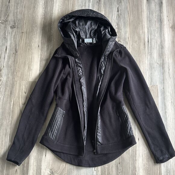 Athleta Hooded Front Double Zip Black Jacket Size XS (MSRP $159) - Picture 1 of 10